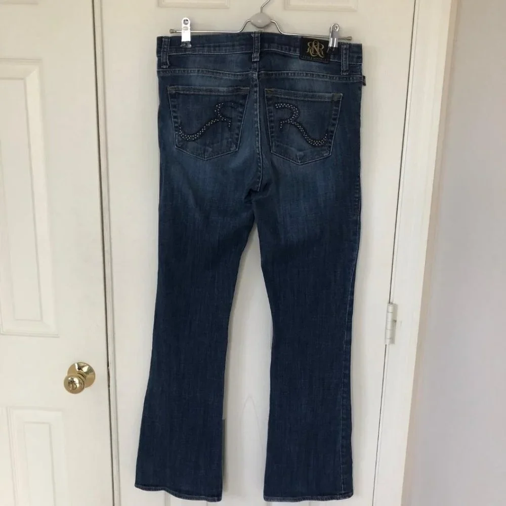 Rock & Republic Kasandra Jeans 8 Boot 30 x 31 Medium Wash Mid‎ Whisker R010388